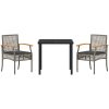 3-delat trädgårdsmatbord set med kuddar grå poly rattan vidaXL 80 x 80 x 73 cm – miniatyr 7