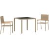 3-delat trädgårdsmatsalsset Beige Polyrotting vidaXL 2 - Sits – miniatyr 2