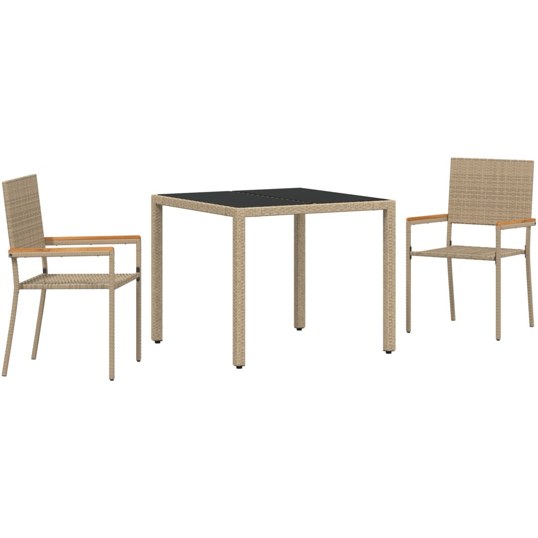 3-delat trädgårdsmatsalsset Beige Polyrotting vidaXL 2 - Sits – bild 2