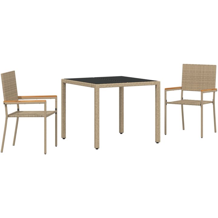 3-delat trädgårdsmatsalsset Beige Polyrotting vidaXL 2 - Sits – bild 2