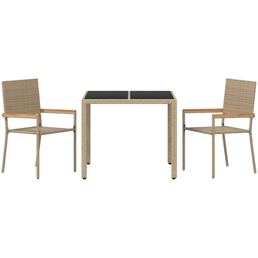 3-delat trädgårdsmatsalsset Beige Polyrotting vidaXL 2 - Sits – bild 7