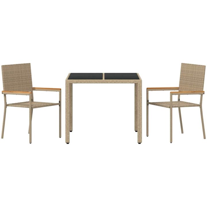 3-delat trädgårdsmatsalsset Beige Polyrotting vidaXL 2 - Sits – bild 7