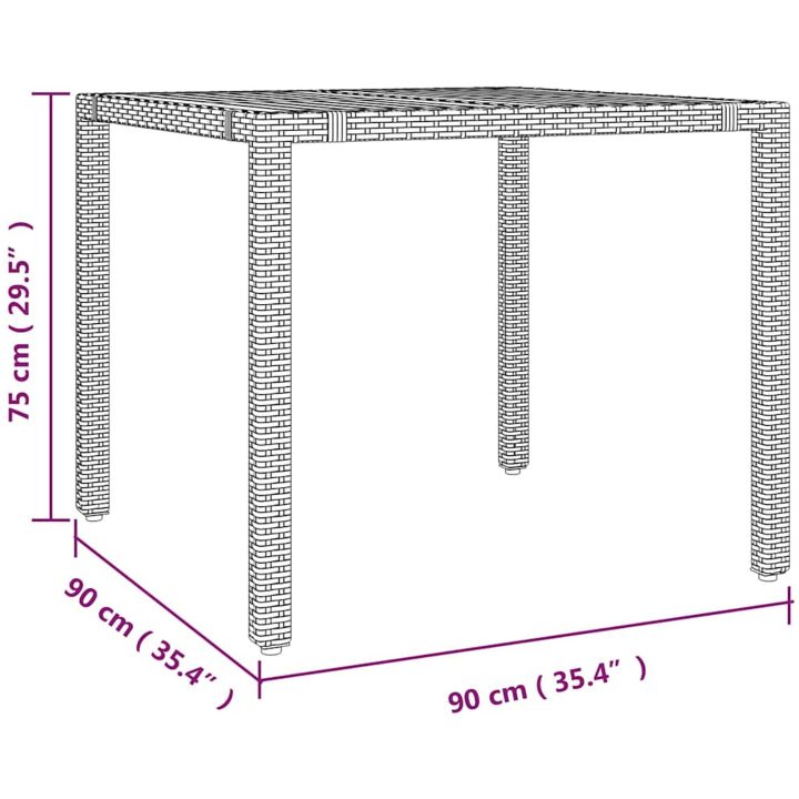 3-delat trädgårdsmatsalsset grå poly rattan akacia vidaXL Standard – bild 11