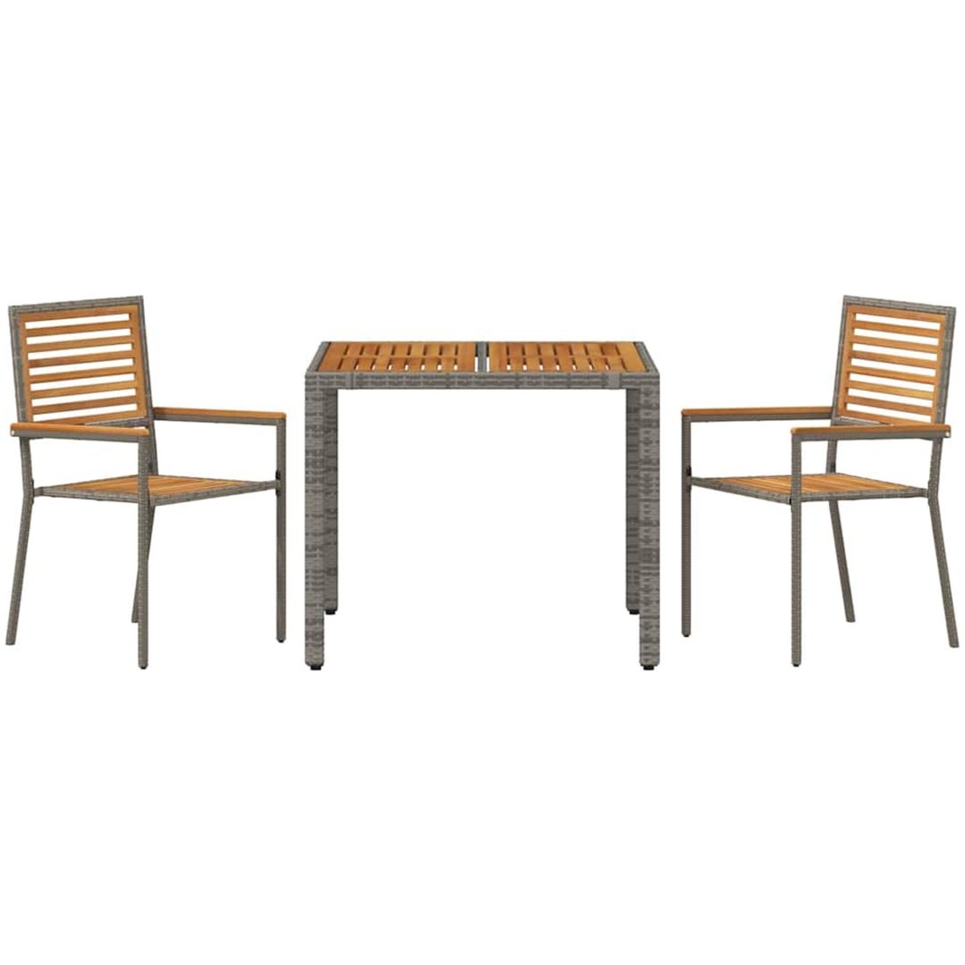 3-delat trädgårdsmatsalsset grå poly rattan akacia vidaXL Standard – bild 7