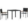 3-delat trädgårdsmatsalsset Svart Polyrotting vidaXL 2 - Säten – miniatyr 2