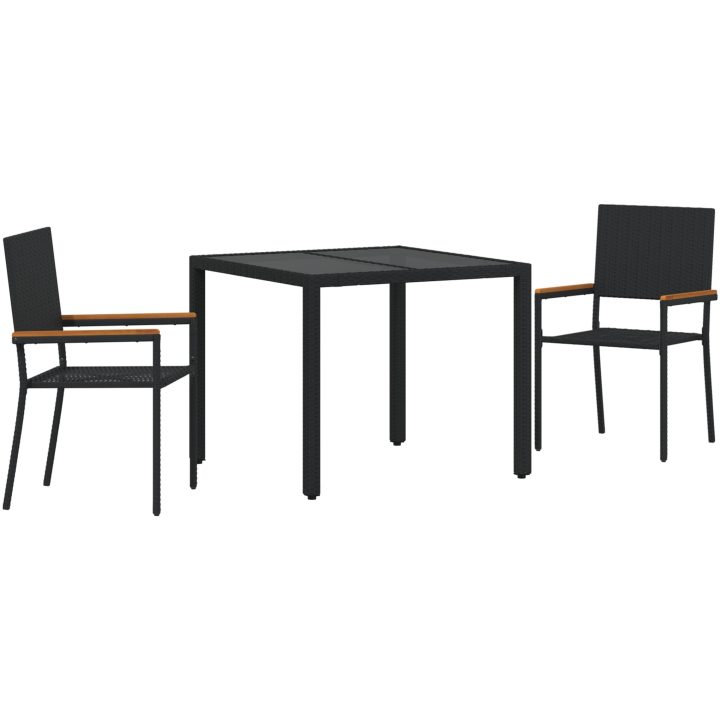 3-delat trädgårdsmatsalsset Svart Polyrotting vidaXL 2 - Säten – bild 2