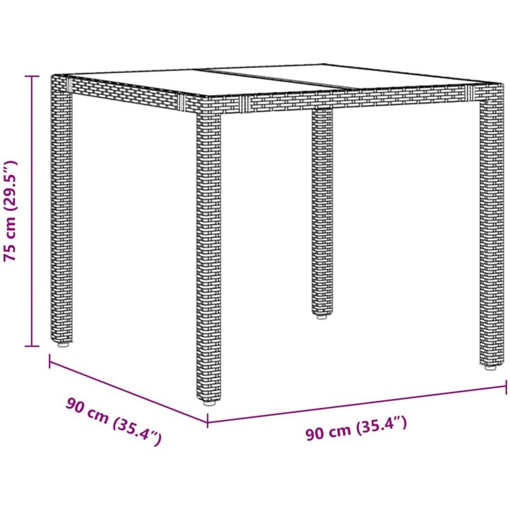 3-delat trädgårdsmatsalsset Svart Polyrotting vidaXL 2 - Säten – bild 11