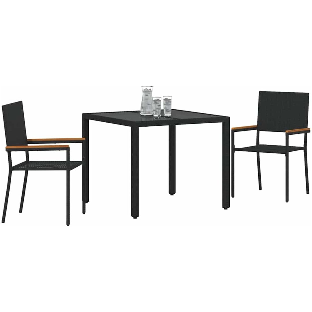 3-delat trädgårdsmatsalsset Svart Polyrotting vidaXL 2 - Säten – bild 3