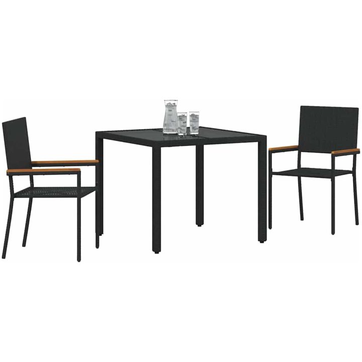3-delat trädgårdsmatsalsset Svart Polyrotting vidaXL 2 - Säten – bild 3