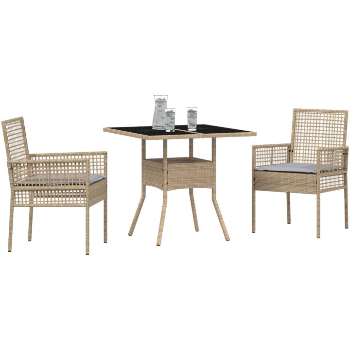 3-delat trädgårdsmatset beige poly rattan vidaXL 80 x 80 x 75 cm – bild 3