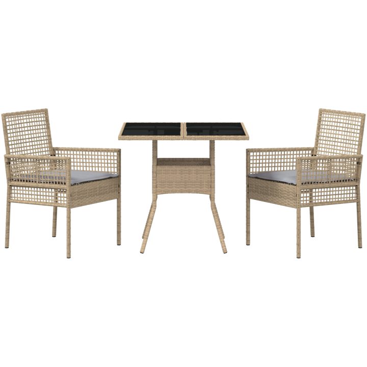 3-delat trädgårdsmatset beige poly rattan vidaXL 80 x 80 x 75 cm – bild 7