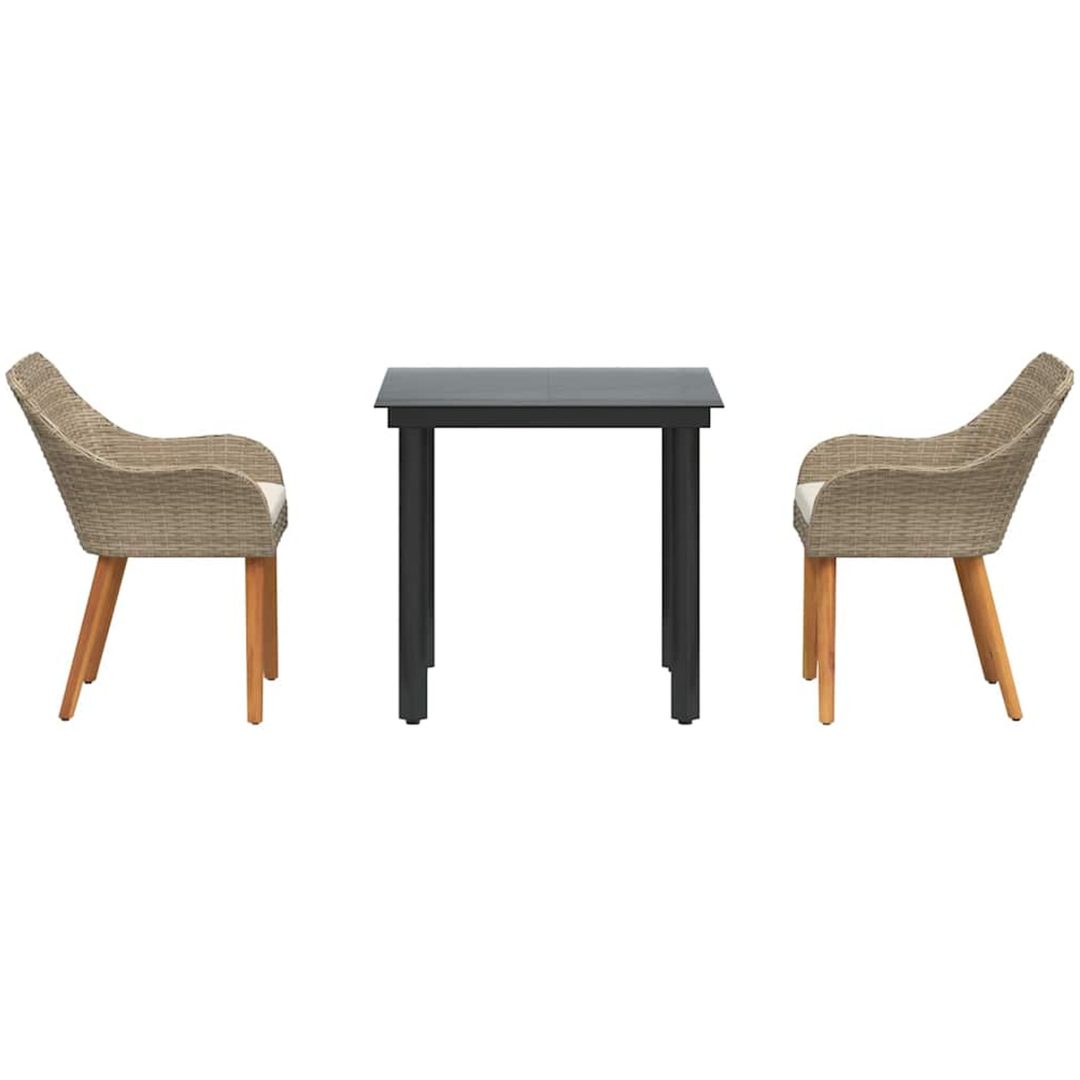 3-delat trädgårdsmatset med beige poly rattan vidaXL 80 x 80 x 74 cm – bild 7