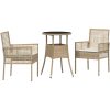 3-delat Trädgårdsmöbelset Beige Polyrotting vidaXL 60 x 60 x 75 cm – miniatyr 2