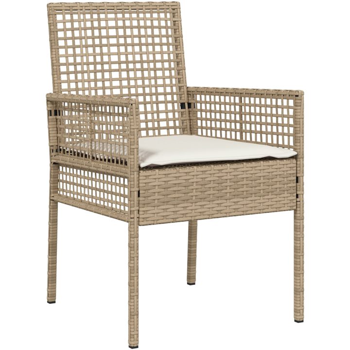 3-delat Trädgårdsmöbelset Beige Polyrotting vidaXL 60 x 60 x 75 cm – bild 6