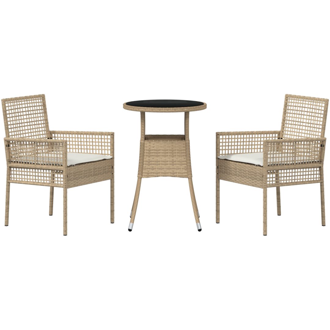 3-delat Trädgårdsmöbelset Beige Polyrotting vidaXL 60 x 60 x 75 cm – bild 7