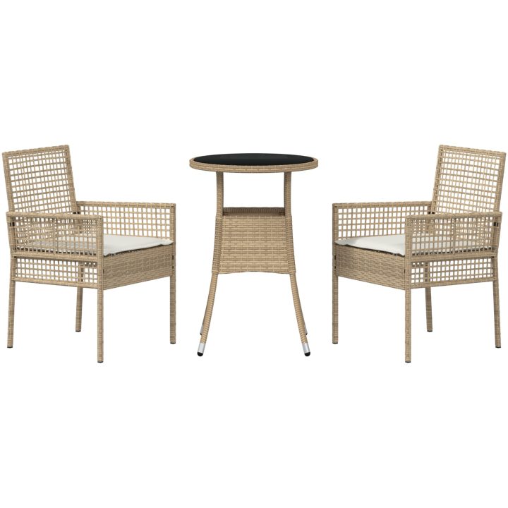 3-delat Trädgårdsmöbelset Beige Polyrotting vidaXL 60 x 60 x 75 cm – bild 7