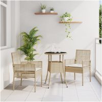 3-delat Trädgårdsmöbelset Beige Polyrotting vidaXL