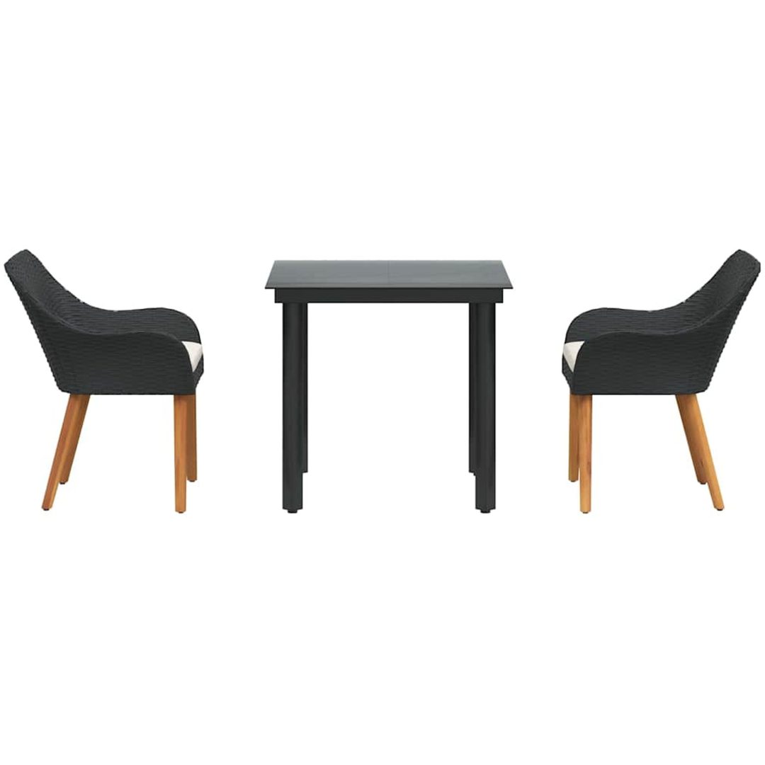 3-delat trädgårdsmöbelset svart poly rattan vidaXL 80 x 80 x 74 cm – bild 7