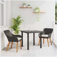 3-delat trädgårdsmöbelset svart poly rattan vidaXL