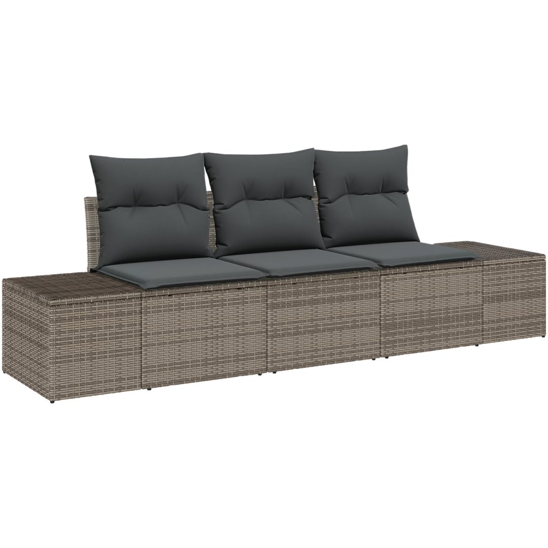 3-delat trädgårdsoffaset med dynor i grå polyrotting vidaXL 239 x 62 x 85 cm – bild 2