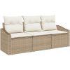 3-delat trädgårdsoffaset med kuddar beige poly rattan vidaXL 178 x 62 x 85 cm – miniatyr 2