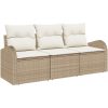 3-delat trädgårdsoffaset med kuddar Beige Polyrotting vidaXL 179 x 62 x 85 cm – miniatyr 2
