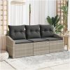 3-delat trädgårdsoffaset med kuddar ljusgrå poly rattan vidaXL 178 x 62 x 85 cm – miniatyr 1