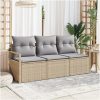 3-delat trädgårdsoffset med kuddar beige konstrotting vidaXL Stor – miniatyr 1