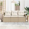 3-delat trädgårdsoffset med kuddar Beige Poly Rattan vidaXL 176 x 62 x 85 cm – miniatyr 3