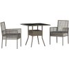 3-delat Trädgårdsset Grå Poly Rattan vidaXL 80 x 80 x 75 cm – miniatyr 2
