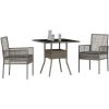 3-delat Trädgårdsset Grå Poly Rattan vidaXL 80 x 80 x 75 cm – miniatyr 3