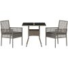 3-delat Trädgårdsset Grå Poly Rattan vidaXL 80 x 80 x 75 cm – miniatyr 7