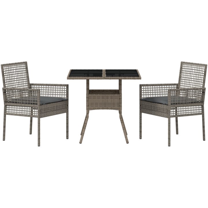 3-delat Trädgårdsset Grå Poly Rattan vidaXL 80 x 80 x 75 cm – bild 7