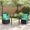 3-delat trädgårdsset i svart poly rattan vidaXL 80 x 80 x 73 cm – miniatyr 4