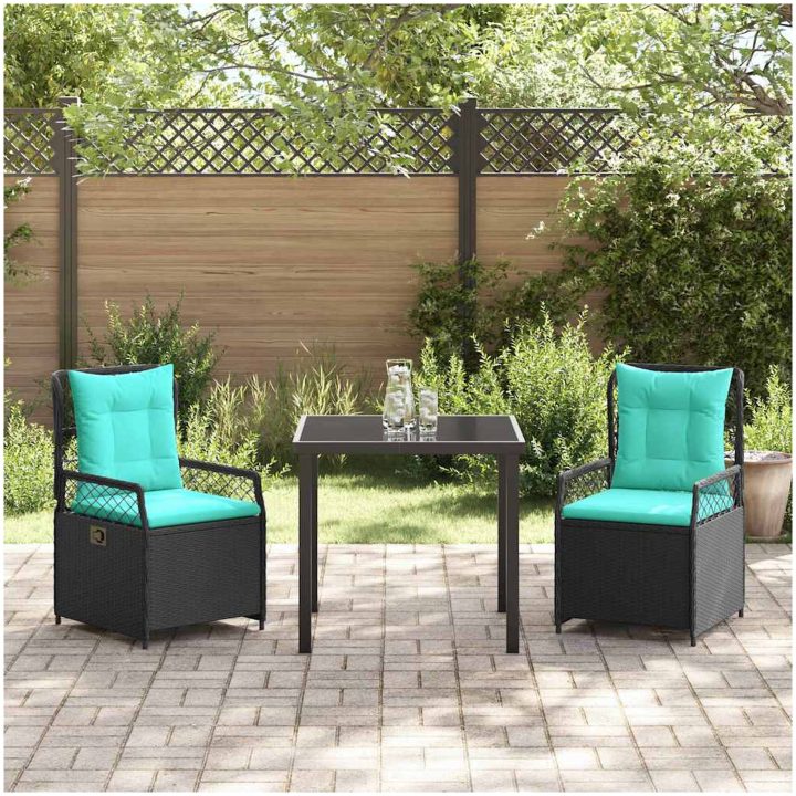 3-delat trädgårdsset i svart poly rattan vidaXL 80 x 80 x 73 cm – bild 4