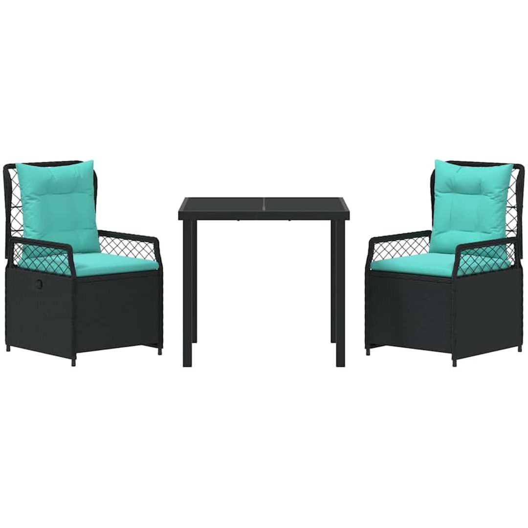 3-delat trädgårdsset i svart poly rattan vidaXL 80 x 80 x 73 cm – bild 7