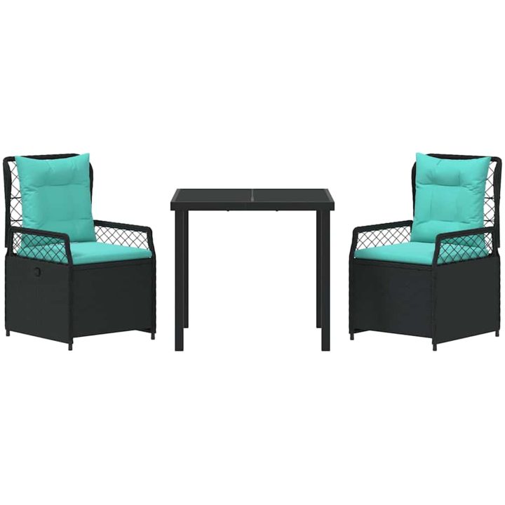 3-delat trädgårdsset i svart poly rattan vidaXL 80 x 80 x 73 cm – bild 7