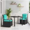 3-delat trädgårdsset i svart poly rattan vidaXL 80 x 80 x 73 cm – miniatyr 1