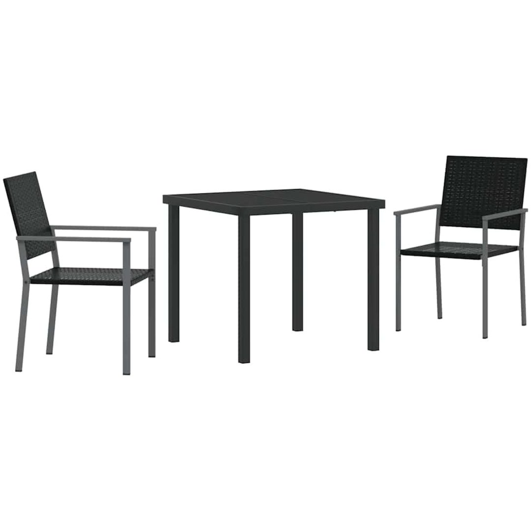 3-delat Trädgårdsset Svart Poly Rattan vidaXL 54 x 62,5 x 89 cm – bild 2