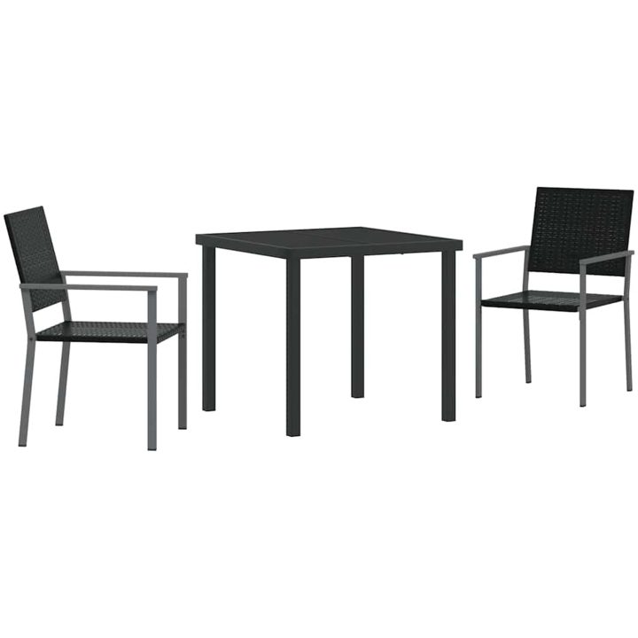 3-delat Trädgårdsset Svart Poly Rattan vidaXL 54 x 62,5 x 89 cm – bild 2