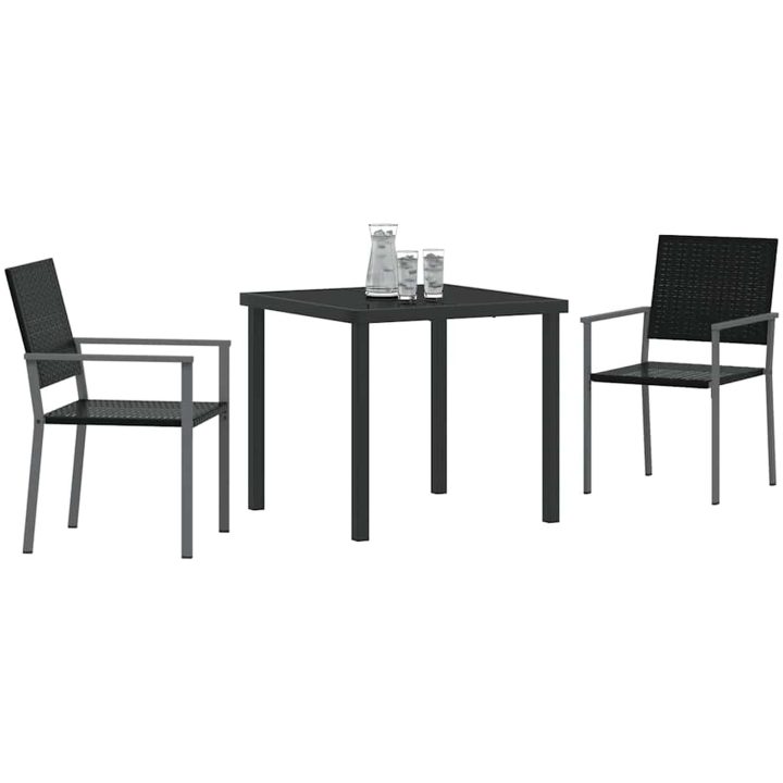 3-delat Trädgårdsset Svart Poly Rattan vidaXL 54 x 62,5 x 89 cm – bild 3