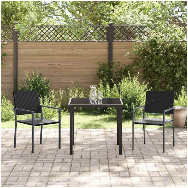 3-delat Trädgårdsset Svart Poly Rattan vidaXL 54 x 62,5 x 89 cm – bild 4