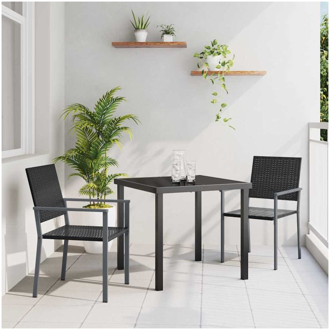 3-delat Trädgårdsset Svart Poly Rattan vidaXL 54 x 62,5 x 89 cm