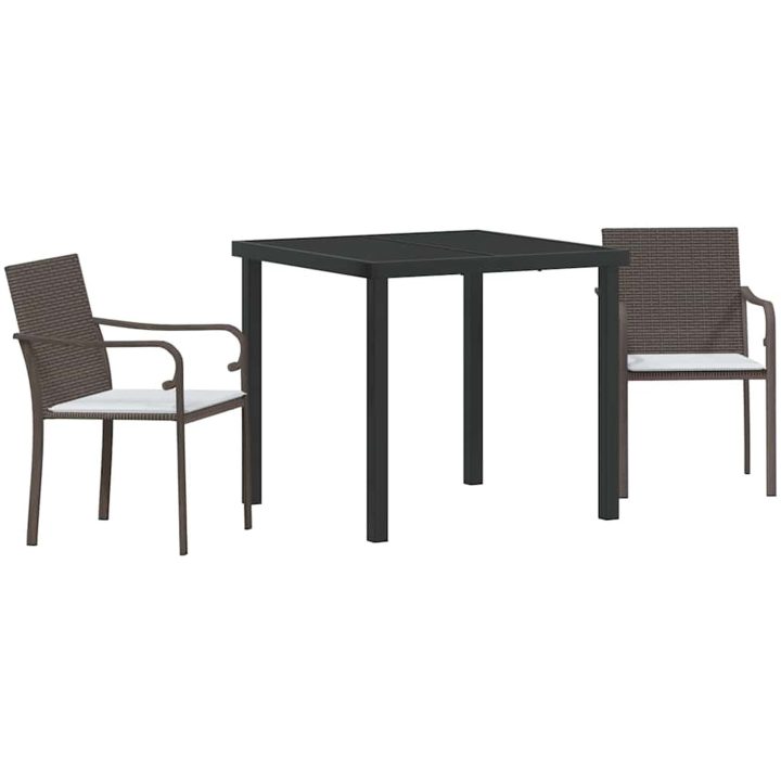 3-delat Ute-Matsats med Kuddar - Brun Konstrotting vidaXL 56x59x84 cm – bild 2