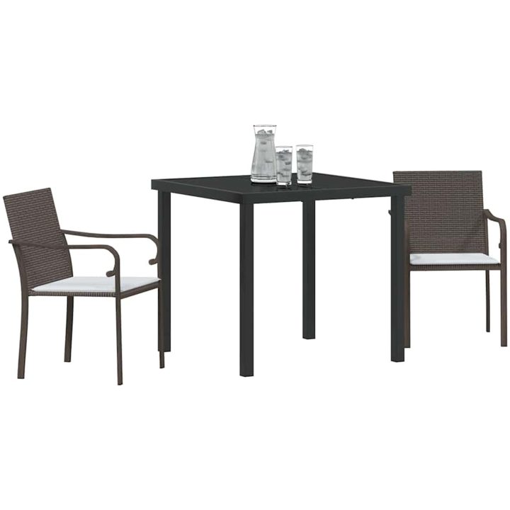 3-delat Ute-Matsats med Kuddar - Brun Konstrotting vidaXL 56x59x84 cm – bild 3