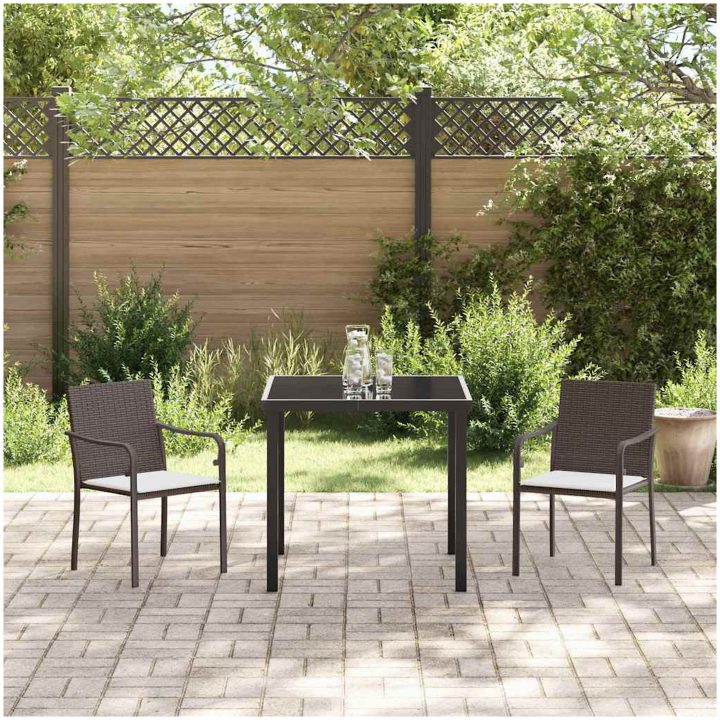 3-delat Ute-Matsats med Kuddar - Brun Konstrotting vidaXL 56x59x84 cm – bild 4
