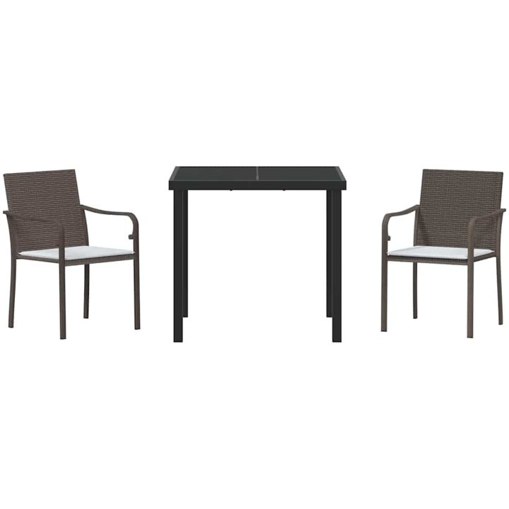 3-delat Ute-Matsats med Kuddar - Brun Konstrotting vidaXL 56x59x84 cm – bild 6