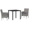3-delat Utemöbelset i grårandig poly rattan vidaXL 80 x 80 x 73 cm – miniatyr 2