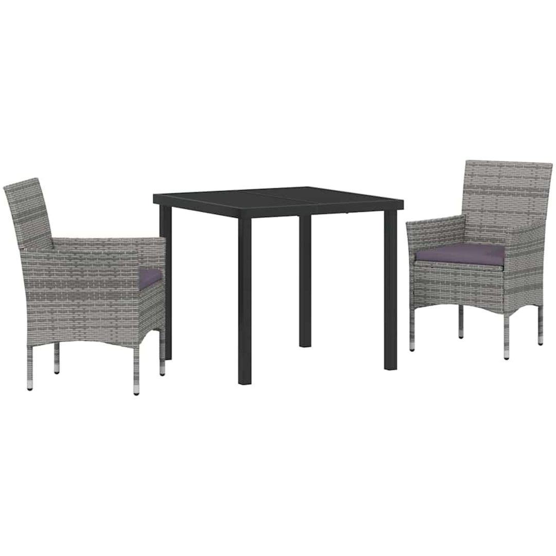 3-delat Utemöbelset i grårandig poly rattan vidaXL 80 x 80 x 73 cm – bild 2