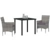 3-delat Utemöbelset i grårandig poly rattan vidaXL 80 x 80 x 73 cm – miniatyr 3